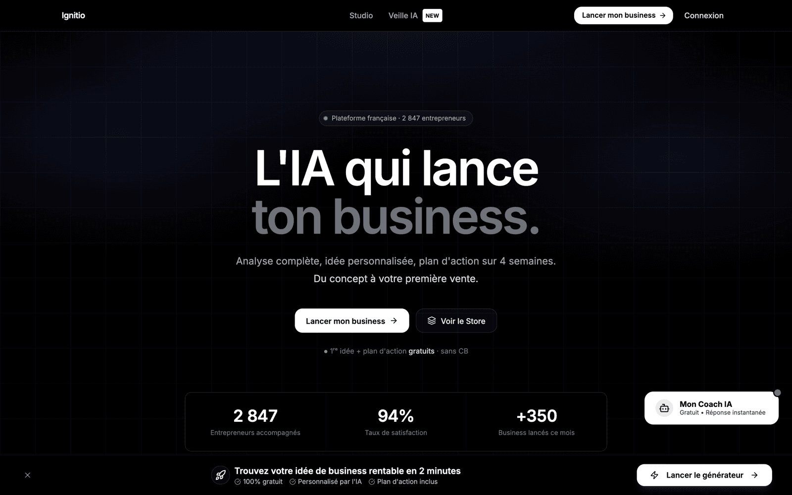Page d'accueil de Ignitio