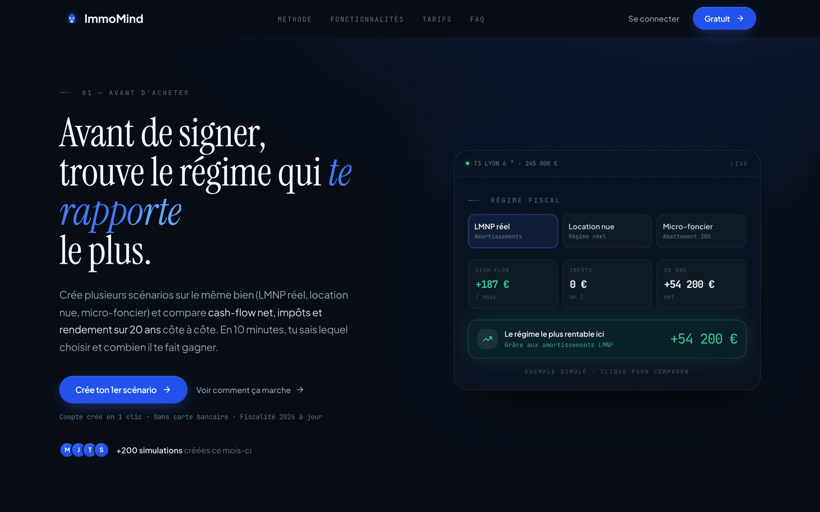 Page d'accueil de ImmoMind