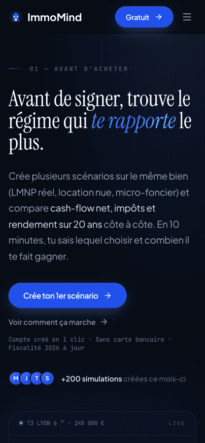Version mobile de ImmoMind